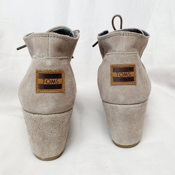 Toms Desert Wedge Suede Bootie - Taupe - Picture 6 of 8